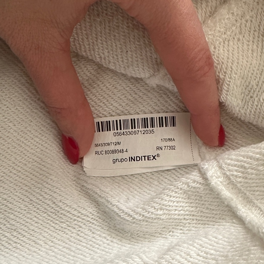 Zara Varsity Text Plush Cropped Sweatshirt Ecru California Los Angeles - Picture 7 of 8